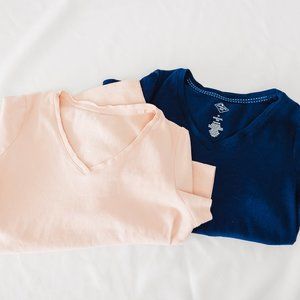 St John's Bay pink and blue v neck t shirt BUNDLE size M